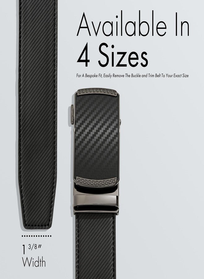 Carrywell (Not Made In China) Men's Leather Ratchet Belt, Adjustable and Customizable Fit, Gift Packaging, Casual Men's Dress Belt For Jeans, Suits (Carbon Fiber Black, 36 to 42) - Image 4